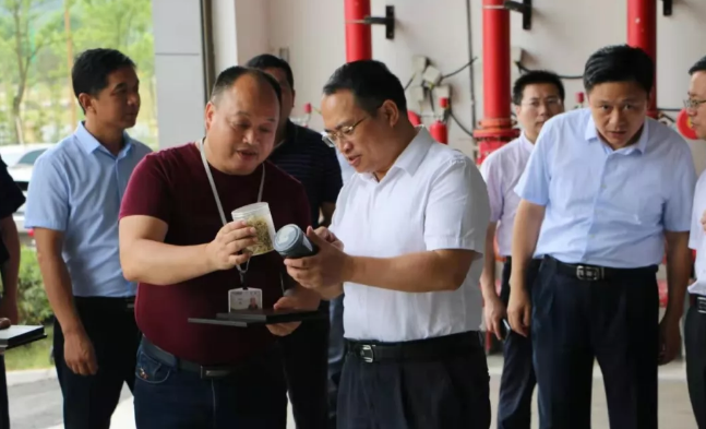 岳阳市委常委市纪委书记林彰良带队考察竹海炭生源生物科技有限公司